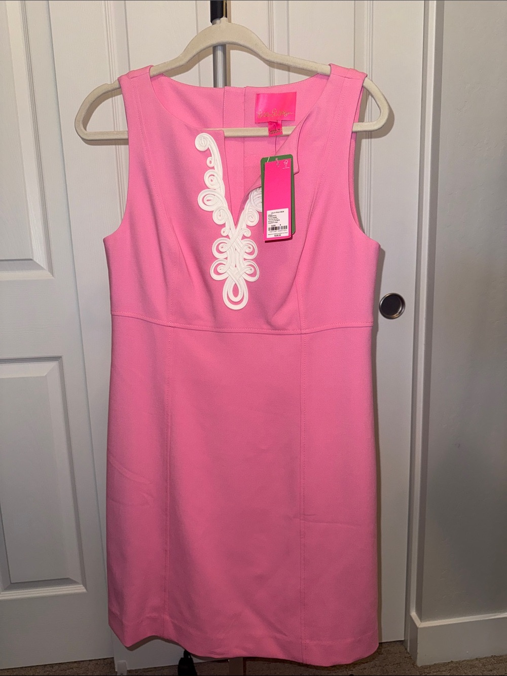 Lilly Pulitzer Pink Sleeveless Mini Dress with White Embellished Placket